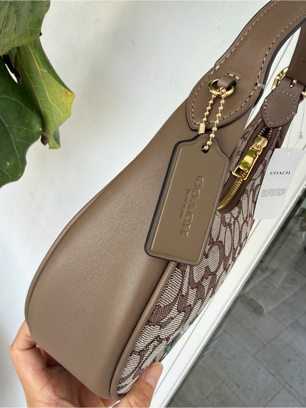 Coach Emily Shoulder Bag Signature Jacquard With Floral Embroidery CDX19 Oak Mul - Picture 10 of 15